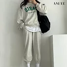 【AMIEE】韓系PARIS棉質休閒運動2件套裝(3色/M─3XL/KDAQ─807) M 淺灰