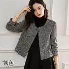 【初色】圓領單排扣復古短款小香風長袖外套─深灰色─31594(M─2XL可選) 2XL 深灰色