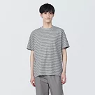 【MUJI 無印良品】男棉混天竺橫紋圓領短袖T恤 XL 灰橫紋