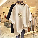 【初色】中大碼寬鬆兔子愛心印花短袖休閒T恤上衣女上衣─共5色─33211(M─2XL可選) M 卡其色