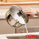 【THERMOS膳魔師】不鏽鋼附瀝水蓋雪平鍋20cm (SPC─S20) 不鏽鋼色