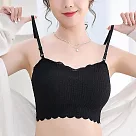 【AnZa】附肩帶Bra胸墊蕾絲內搭小可愛(3色) XL─XXL 黑色
