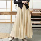 【AnZa】雙層棉麻大擺半身裙長裙 (4色) FREE 杏色