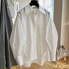【ACheter】 寬鬆長袖白襯衫前短後長百搭時髦上衣# 122871 2XL 白色