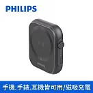 【Philips 飛利浦】5000mAh Type─C PD+QC MagSafe黑金剛磁吸三合一口袋行動電源 (DLP2556Q)
