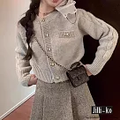 【Jilli~ko】小香風愛心扣短款圓領毛衣外套 J12003 FREE 灰色
