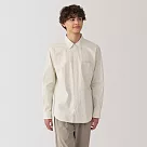 【MUJI 無印良品】男水洗平織布長袖襯衫 M 米黃直紋