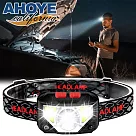 【AHOYE】8種模式防水自動感應頭燈 (探照燈 露營燈 登山燈 釣魚燈)