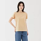【MUJI 無印良品】女天竺圓領短袖T恤 L 淺黃