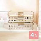 《特收組》5號可堆疊收納籃4入 棕色