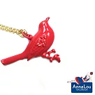 Anna Lou OF LONDON 倫敦品牌 Birdsong 立體青鳥金色項鍊 紅色