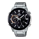 CASIO EDIFICE 時間跳躍者三眼賽車腕錶─黑x棕