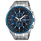 CASIO EDIFICE系列 高速轉移三眼賽車腕錶─藍框黑x銀