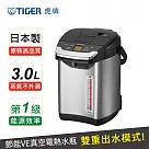 【TIGER 虎牌】日本製 無蒸氣雙模式出水VE節能3.0L真空熱水瓶(PIG─A30R─KX) 黑色