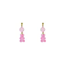Snatch 小熊滾球球手作耳環 ─ 水蜜桃口味熊 / QQ Gummy Bear Plays the Ball Handmade Earrings ─ Peach