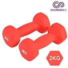【強生CHANSON】彩色鑄鐵六角啞鈴(2KG─2支入)