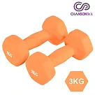 【強生CHANSON】彩色鑄鐵六角啞鈴(3KG─2支入)