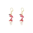Snatch X Cinqdeux52 設計師品牌馬戲團系列耳環 ─ 紅鶴與珍珠 / I Love Zoo Earrings ─ Red crane & Pearls