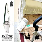 【韓國PURENINE】Kids兒童頂級時尚彈蓋隨身多功能保溫杯─290ML(附皮杯套+背帶)─白色皮套+灰蓋瓶組