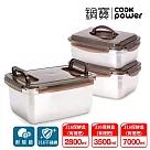 【CookPower 鍋寶】316不鏽鋼提把保鮮盒納福3件組(7000ml+3500ml+2800ml) EO─BVS701135112811