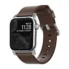 美國NOMADxHORWEEN Apple Watch專用皮革錶帶─摩登款(42/44mm) 棕皮銀扣