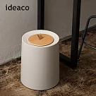 【日本ideaco】圓形家用垃圾桶─11.4L(附專用原木蓋) ─白