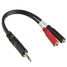 美國HOSA公3.5mm TRS轉雙母3.5mm TSF音源轉接器YMM─261(將立體聲分離成左右單聲道;輸入TRS轉TS輸出)中繼音訊轉接頭