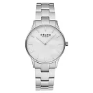 OBAKU 都會知性貝殼時尚腕錶─銀X白