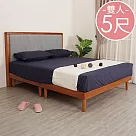 Homelike 喜家居雙人5尺貓抓布實木床架組(2028) 柚木色