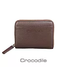 【Crocodile】鱷魚皮件 真皮皮包 荔紋系列 Easy輕巧 拉鍊 零錢包 錢包─0103─08005 咖啡色