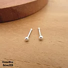 6mm/8mm。立體亮面小圓球925純銀耳環 (耳骨.多耳洞必備.免後扣) 6mm