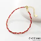 【Sayaka紗彌佳】925純銀幸福約定轉運圓珠紅線纏繞手鍊 ─金色