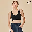 ADISI 可調肩帶無縫運動胸衣AU2191009 (S─2XL) (彈性 快乾 運動內衣 內著衣) S─M 黑/黑