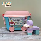 【NUNUKIDS】益智收納馬卡龍軟積木 43pcs (贈滑輪推車箱)