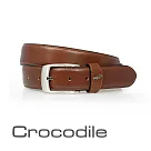 【Crocodile】鱷魚皮件 真皮皮帶 義大利植鞣 35mm 寬版休閒皮帶─0102─1004 36 咖啡色