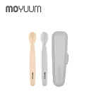MOYUUM 韓國 白金矽膠兒童湯匙(2入/組) ─ 米色+灰色