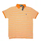 Polo Ralph Lauren 男版細條紋馬球刺繡POLO衫─桔白 L