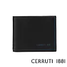【Cerruti 1881】義大利頂級小牛皮4卡零錢袋短夾 ROD系列(黑色 CEPU05420M)