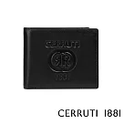 【Cerruti 1881】義大利頂級小牛皮4卡零錢袋短夾 GARY系列(黑色 CEPU05535M)