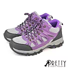 【Pretty】女 登山鞋 運動鞋 休閒鞋 防潑水 透氣 網布 反光 拼接 半高筒 EU38 紫色
