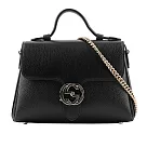 GUCCI 金屬雙G Logo 荔枝皮革梯形二用鍊包 (黑色)