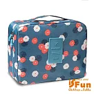 【iSFun】立體鋪棉*旅行盥洗化妝箱包 藍漾花朵