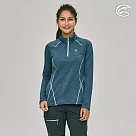 ADISI 女半門襟透氣快乾保暖中層衣AL2221066 (S─2XL)|內裡鬆餅紋 磨毛 刷毛 彈性 排汗速乾 機能 休閒 M 藍琺瑯