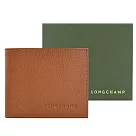 LONGCHAMP LE FOULONN? 系列牛皮雙折短夾 紅褐