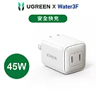 綠聯 45W 充電器 GaN 快充版 雙 USB─C 珍珠白款
