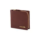 【Crocodile】鱷魚皮件 男短夾推薦 釦式L型短夾 8卡拉鍊 Naturale 5系列─0103─11006 咖啡色