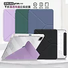 VXTRA 軍事防摔級 2025/2024 iPad Air7/Air6 11吋 共用 Y折晶透背蓋立架皮套 含筆槽 微醺藍