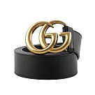 GUCCI 大雙G霧金Logo牛皮4CM寬皮帶110cm_展示品 (黑色)