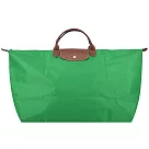LONGCHAMP LE PLIAGE系列短把再生尼龍摺疊水餃旅行袋(特大) 草綠