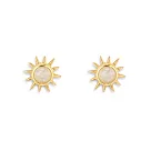 Pura Vida 美國手工 MOONSTONE SUNRAY 金色月光石太陽光耳環 月亮石太陽光